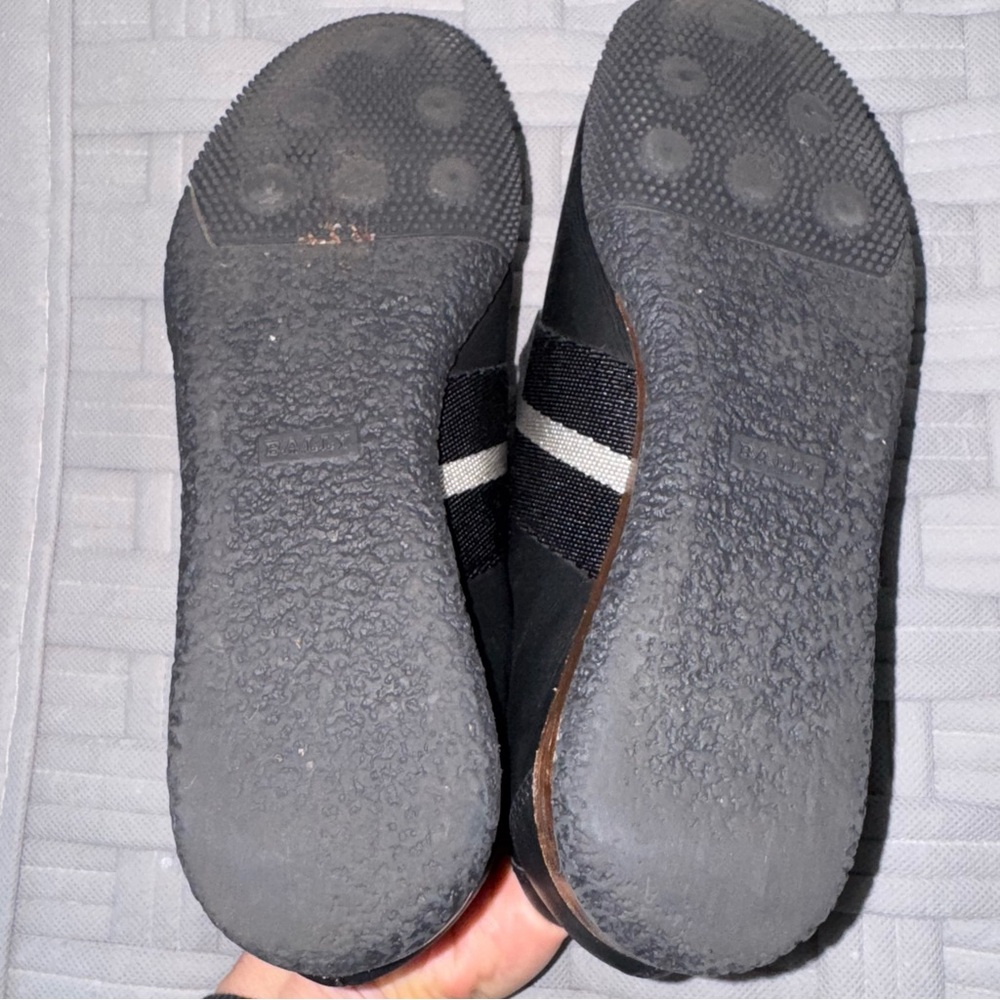 BALLY Francesca Sneakers Leather Black 7.5 Made Italy Designer Retro Running - Picture 9 of 11